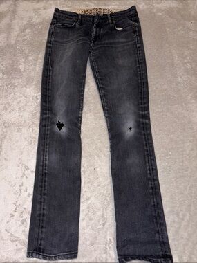 Rich & Skinny Women's Black Jeans with Leopard Print Inside
